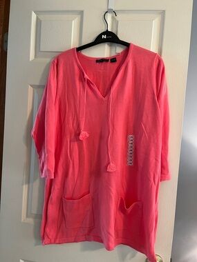 JEANNE PIERRE Pink Swim Coverup Tunic